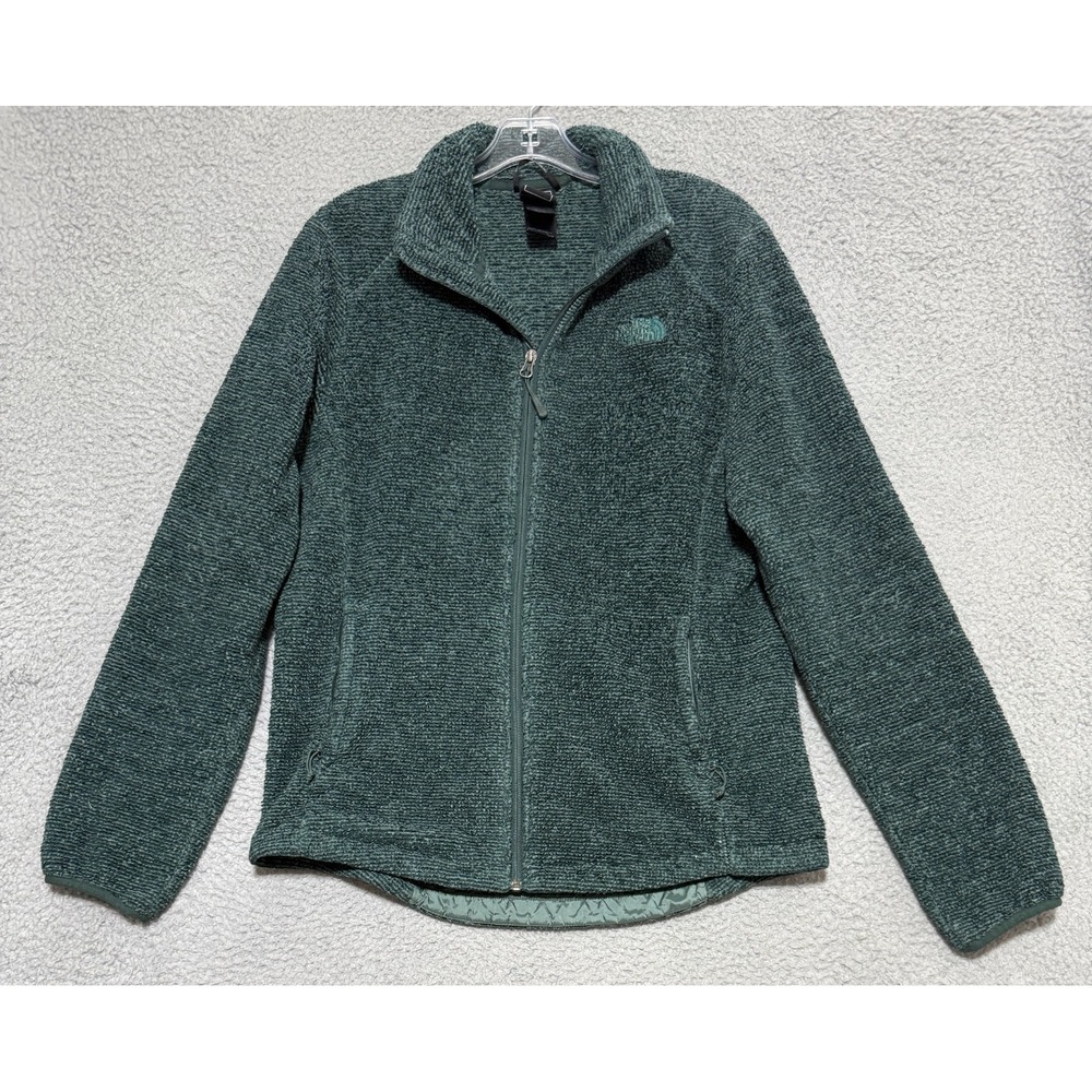 The North Face Osito Fleece Full ZIp Jacket Womens Large Green Mock Neck